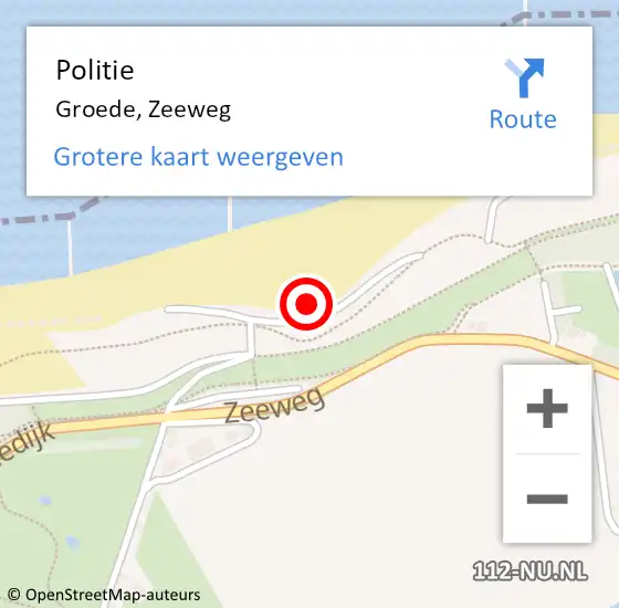 Locatie op kaart van de 112 melding: Politie Groede, Zeeweg op 24 augustus 2016 12:37