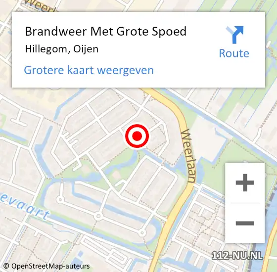 Locatie op kaart van de 112 melding: Brandweer Met Grote Spoed Naar Hillegom, Oijen op 24 augustus 2016 12:49