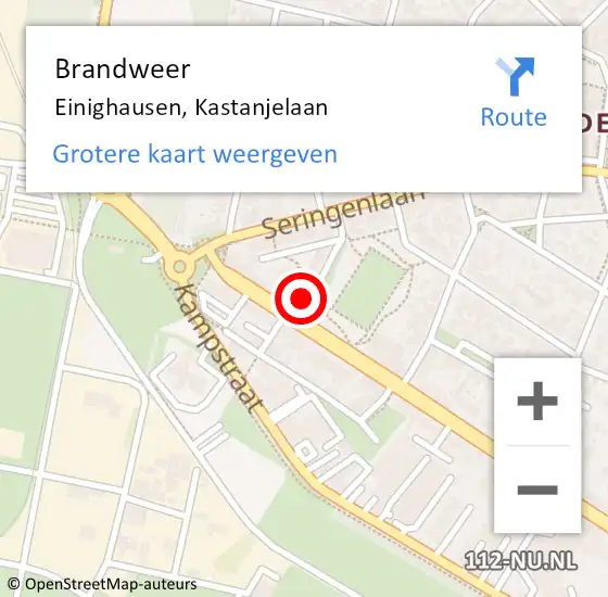 Locatie op kaart van de 112 melding: Brandweer Einighausen, Kastanjelaan op 24 december 2013 19:03