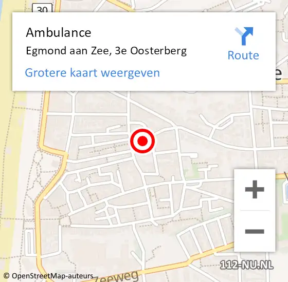 Locatie op kaart van de 112 melding: Ambulance Egmond aan Zee, 3e Oosterberg op 24 augustus 2016 13:03