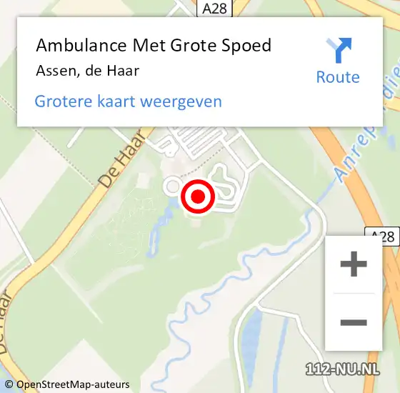 Locatie op kaart van de 112 melding: Ambulance Met Grote Spoed Naar Assen, de Haar op 24 augustus 2016 13:38