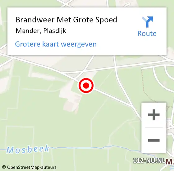 Locatie op kaart van de 112 melding: Brandweer Met Grote Spoed Naar Mander, Plasdijk op 24 december 2013 19:10