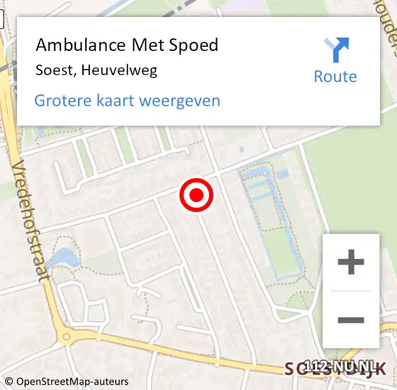 Locatie op kaart van de 112 melding: Ambulance Met Spoed Naar Soest, Heuvelweg op 24 augustus 2016 14:03