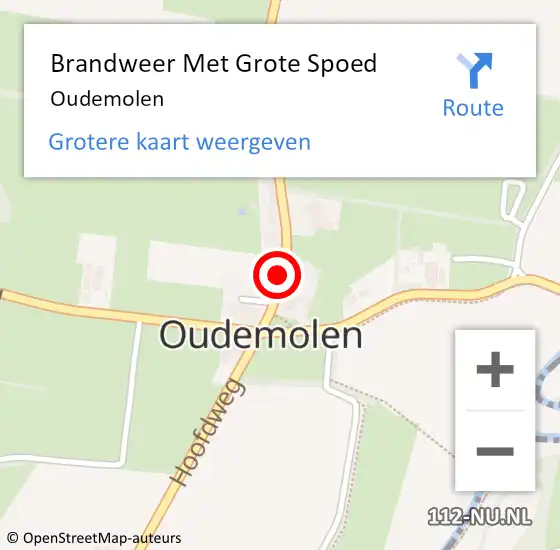 Locatie op kaart van de 112 melding: Brandweer Met Grote Spoed Naar Oudemolen op 24 augustus 2016 14:08