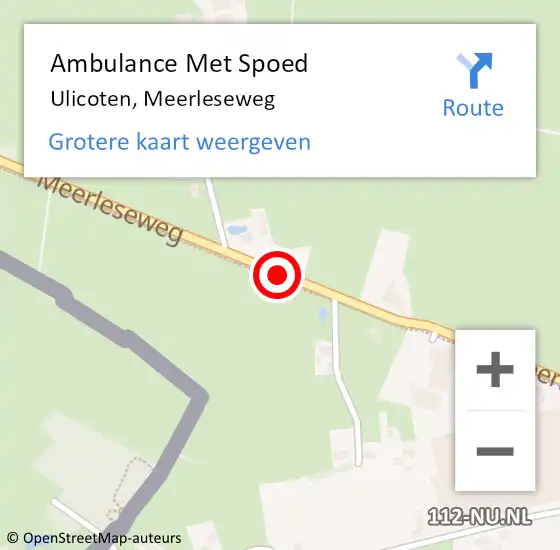 Locatie op kaart van de 112 melding: Ambulance Met Spoed Naar Ulicoten, Meerleseweg op 24 augustus 2016 14:24