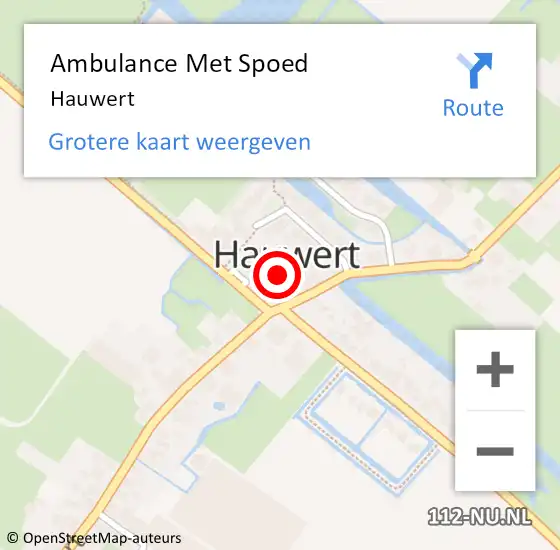 Locatie op kaart van de 112 melding: Ambulance Met Spoed Naar Hauwert op 24 augustus 2016 14:28