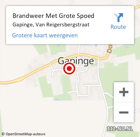 Locatie op kaart van de 112 melding: Brandweer Met Grote Spoed Naar Gapinge, Van Reigersbergstraat op 24 december 2013 19:12