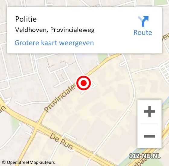 Locatie op kaart van de 112 melding: Politie Veldhoven, Provincialeweg op 24 augustus 2016 15:09