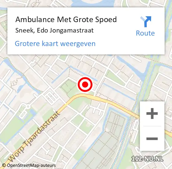 Locatie op kaart van de 112 melding: Ambulance Met Grote Spoed Naar Sneek, Edo Jongamastraat op 24 augustus 2016 16:18