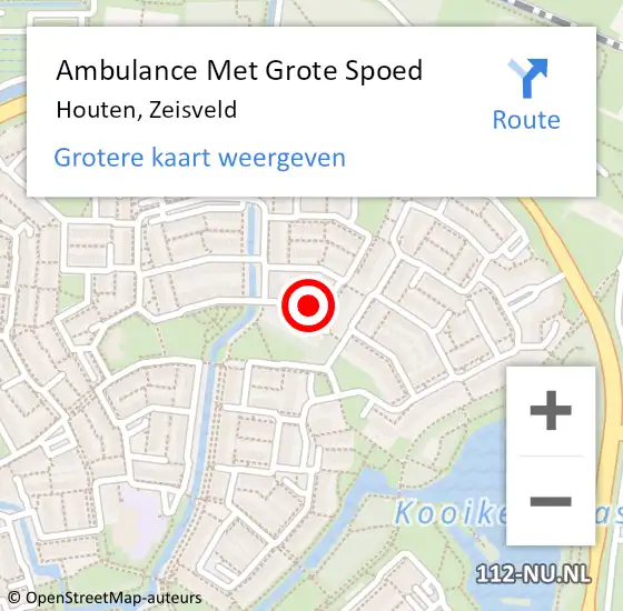 Locatie op kaart van de 112 melding: Ambulance Met Grote Spoed Naar Houten, Zeisveld op 24 augustus 2016 16:48