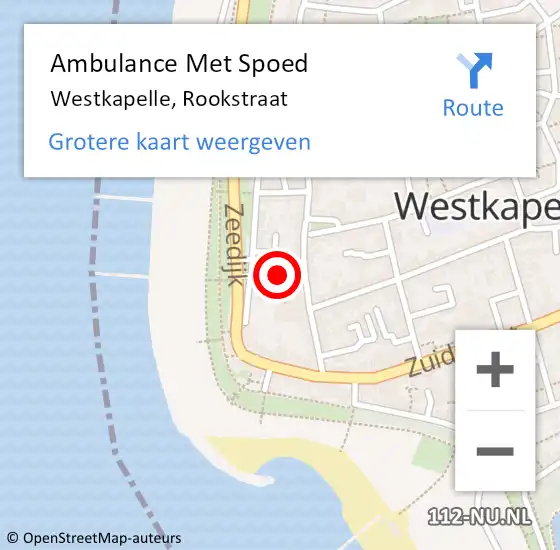 Locatie op kaart van de 112 melding: Ambulance Met Spoed Naar Westkapelle, Rookstraat op 24 augustus 2016 16:57