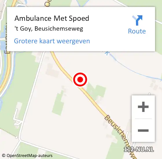 Locatie op kaart van de 112 melding: Ambulance Met Spoed Naar 't Goy, Beusichemseweg op 24 augustus 2016 18:37