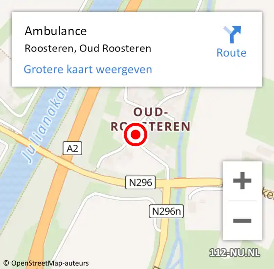 Locatie op kaart van de 112 melding: Ambulance Roosteren, Oud Roosteren op 24 augustus 2016 18:40