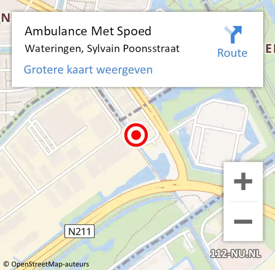 Locatie op kaart van de 112 melding: Ambulance Met Spoed Naar Wateringen, Sylvain Poonsstraat op 24 augustus 2016 19:29