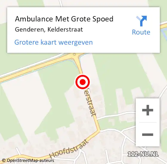 Locatie op kaart van de 112 melding: Ambulance Met Grote Spoed Naar Genderen, Kelderstraat op 24 augustus 2016 20:27