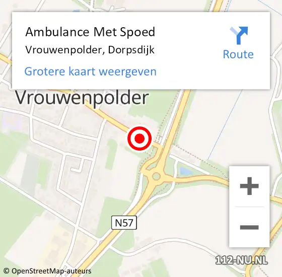 Locatie op kaart van de 112 melding: Ambulance Met Spoed Naar Vrouwenpolder, Dorpsdijk op 24 augustus 2016 20:40