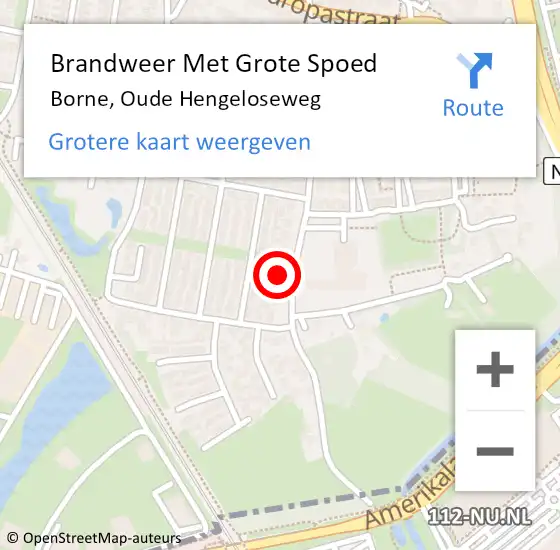 Locatie op kaart van de 112 melding: Brandweer Met Grote Spoed Naar Borne, Oude Hengeloseweg op 24 augustus 2016 21:11