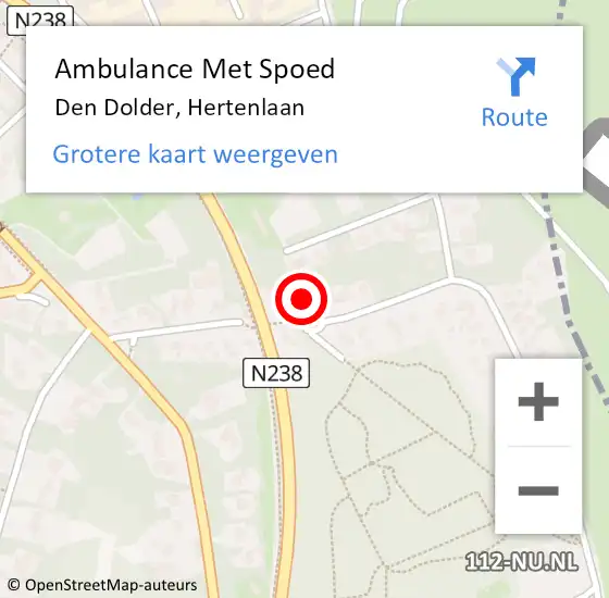 Locatie op kaart van de 112 melding: Ambulance Met Spoed Naar Den Dolder, Hertenlaan op 24 december 2013 20:17