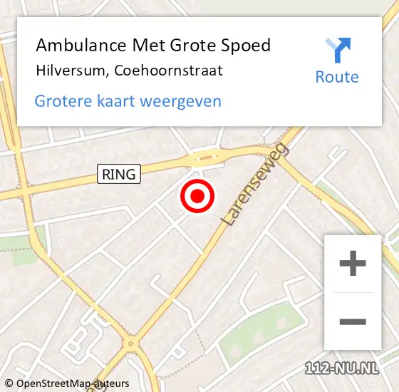 Locatie op kaart van de 112 melding: Ambulance Met Grote Spoed Naar Hilversum, Coehoornstraat op 24 december 2013 20:19