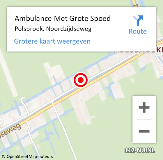 Locatie op kaart van de 112 melding: Ambulance Met Grote Spoed Naar Polsbroek, Noordzijdseweg op 24 augustus 2016 23:16