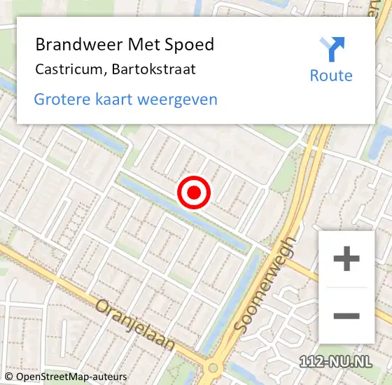 Locatie op kaart van de 112 melding: Brandweer Met Spoed Naar Castricum, Bartokstraat op 24 augustus 2016 23:26