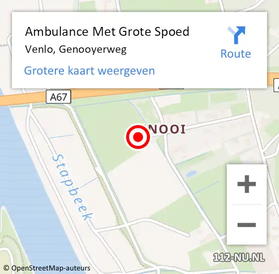 Locatie op kaart van de 112 melding: Ambulance Met Grote Spoed Naar Venlo, Genooyerweg op 24 december 2013 20:26