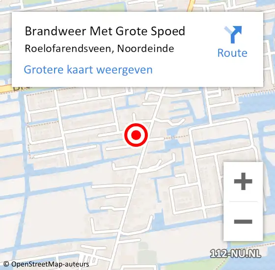 Locatie op kaart van de 112 melding: Brandweer Met Grote Spoed Naar Roelofarendsveen, Noordeinde op 24 december 2013 20:28