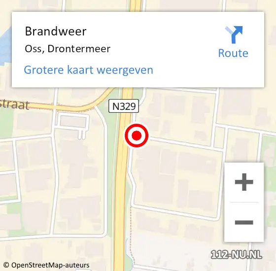 Locatie op kaart van de 112 melding: Brandweer Oss, Drontermeer op 25 augustus 2016 01:55