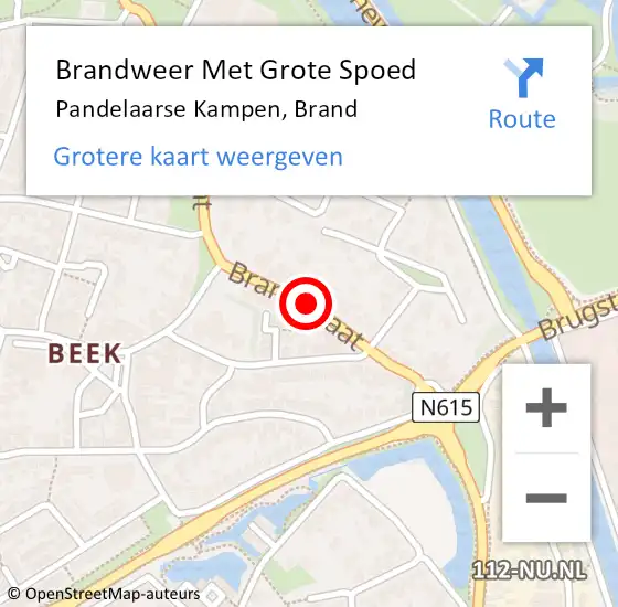 Locatie op kaart van de 112 melding: Brandweer Met Grote Spoed Naar Pandelaarse Kampen, Brand op 25 augustus 2016 02:31