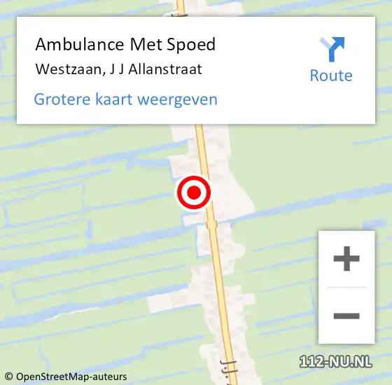 Locatie op kaart van de 112 melding: Ambulance Met Spoed Naar Westzaan, J J Allanstraat op 25 augustus 2016 02:58