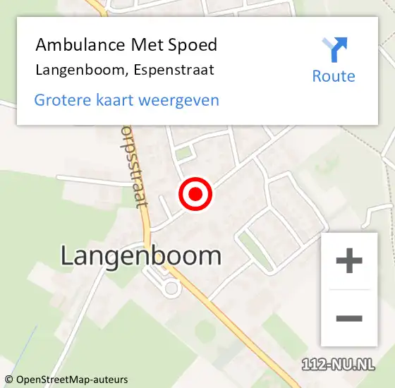 Locatie op kaart van de 112 melding: Ambulance Met Spoed Naar Langenboom, Espenstraat op 25 augustus 2016 03:28