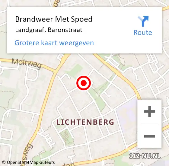 Locatie op kaart van de 112 melding: Brandweer Met Spoed Naar Landgraaf, Baronstraat op 25 augustus 2016 06:31