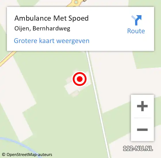 Locatie op kaart van de 112 melding: Ambulance Met Spoed Naar Oijen, Bernhardweg op 25 augustus 2016 06:48