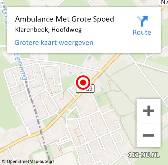 Locatie op kaart van de 112 melding: Ambulance Met Grote Spoed Naar Klarenbeek, Hoofdweg op 25 augustus 2016 07:38