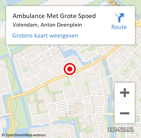 Locatie op kaart van de 112 melding: Ambulance Met Grote Spoed Naar Volendam, Anton Deenplein op 25 augustus 2016 07:39