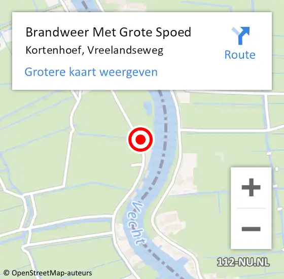 Locatie op kaart van de 112 melding: Brandweer Met Grote Spoed Naar Kortenhoef, Vreelandseweg op 25 augustus 2016 07:59