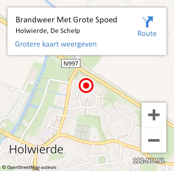 Locatie op kaart van de 112 melding: Brandweer Met Grote Spoed Naar Holwierde, De Schelp op 25 augustus 2016 09:22