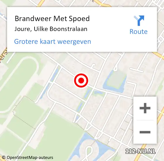 Locatie op kaart van de 112 melding: Brandweer Met Spoed Naar Joure, Uilke Boonstralaan op 24 december 2013 21:03