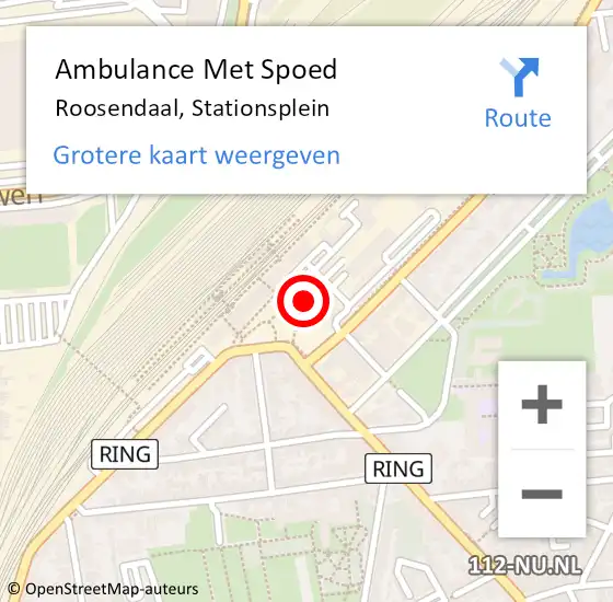 Locatie op kaart van de 112 melding: Ambulance Met Spoed Naar Roosendaal, Stationsplein op 25 augustus 2016 09:42