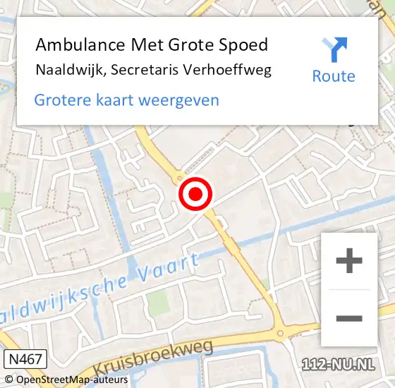 Locatie op kaart van de 112 melding: Ambulance Met Grote Spoed Naar Naaldwijk, Secretaris Verhoeffweg op 25 augustus 2016 09:47