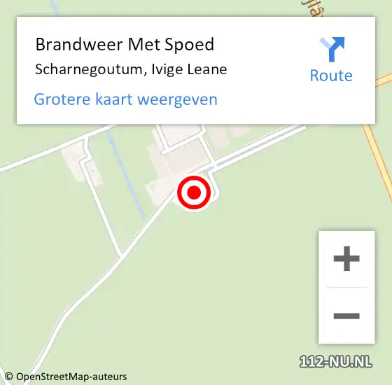 Locatie op kaart van de 112 melding: Brandweer Met Spoed Naar Scharnegoutum, Ivige Leane op 25 augustus 2016 10:05