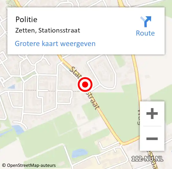 Locatie op kaart van de 112 melding: Politie Zetten, Stationsstraat op 25 augustus 2016 10:08