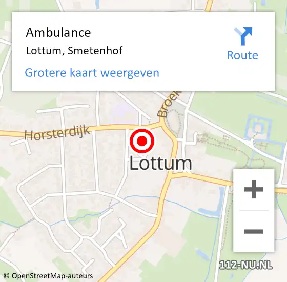 Locatie op kaart van de 112 melding: Ambulance Lottum, Smetenhof op 24 december 2013 21:15