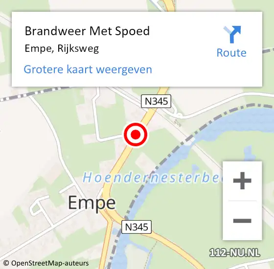 Locatie op kaart van de 112 melding: Brandweer Met Spoed Naar Empe, Rijksweg op 24 december 2013 21:18