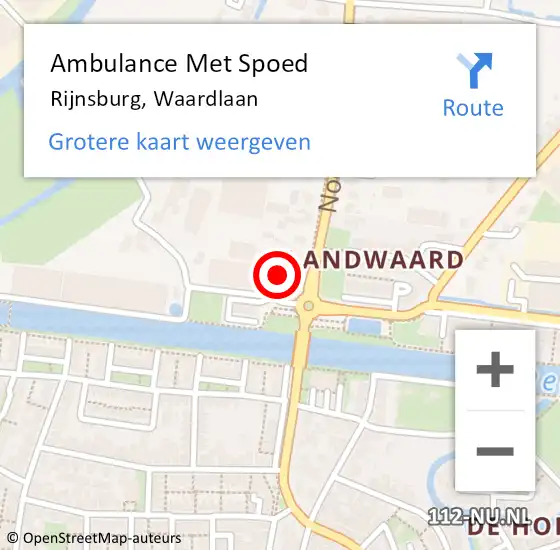 Locatie op kaart van de 112 melding: Ambulance Met Spoed Naar Rijnsburg, Waardlaan op 25 augustus 2016 11:06