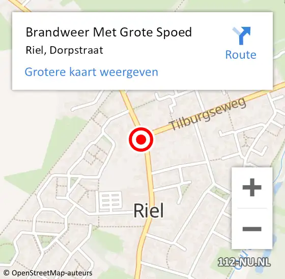 Locatie op kaart van de 112 melding: Brandweer Met Grote Spoed Naar Riel, Dorpstraat op 25 augustus 2016 11:41