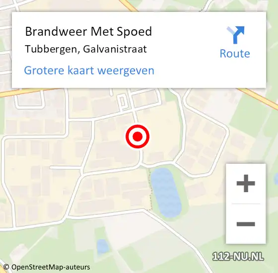 Locatie op kaart van de 112 melding: Brandweer Met Spoed Naar Tubbergen, Galvanistraat op 25 augustus 2016 12:17