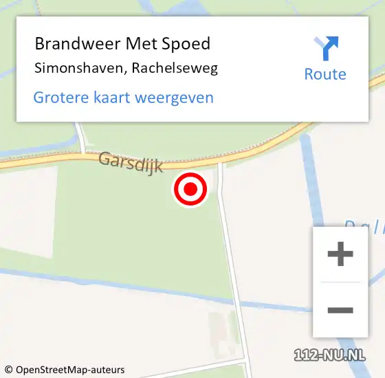 Locatie op kaart van de 112 melding: Brandweer Met Spoed Naar Simonshaven, Rachelseweg op 25 augustus 2016 12:22