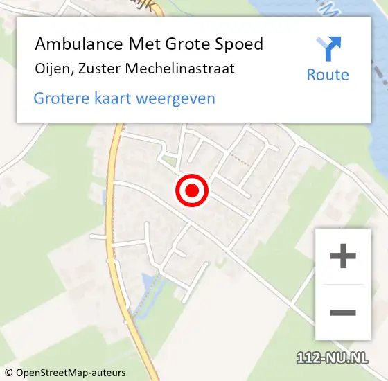 Locatie op kaart van de 112 melding: Ambulance Met Grote Spoed Naar Oijen, Zuster Mechelinastraat op 24 december 2013 21:32