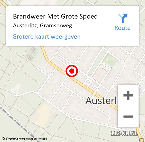 Locatie op kaart van de 112 melding: Brandweer Met Grote Spoed Naar Austerlitz, Gramserweg op 25 augustus 2016 13:40